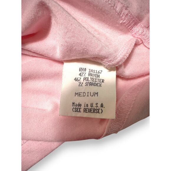 Vintage Cha Cha Vente Pink Surplice Wrap Top W/ Satin Empire Ribbon Size Medium - Picture 8 of 11